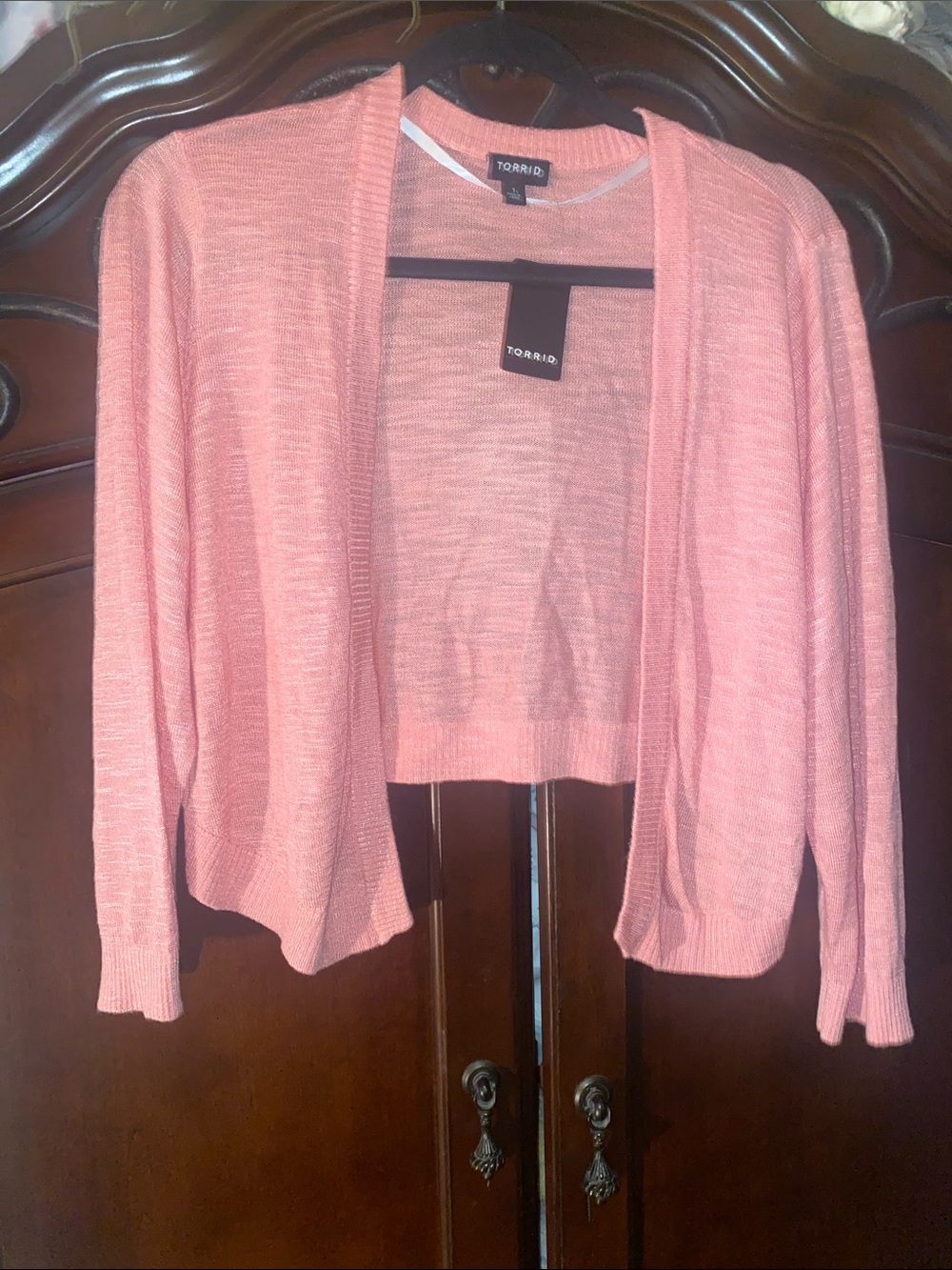 torrid Coral Pink Open-Front Cropped Cardigan